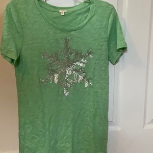 J.Crew snowflake T-shirt. Size small color is a light green